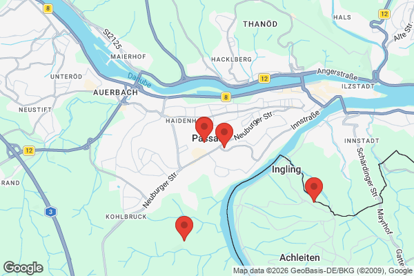 Karte mit Entrümpelungsaufträgen in Passau