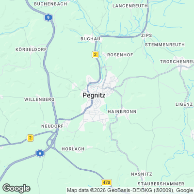 Karte von Pegnitz und Umgebung