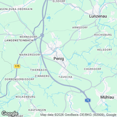 Karte von Penig und Umgebung