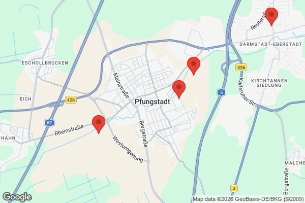 Karte mit Entrümpelungsaufträgen in Pfungstadt