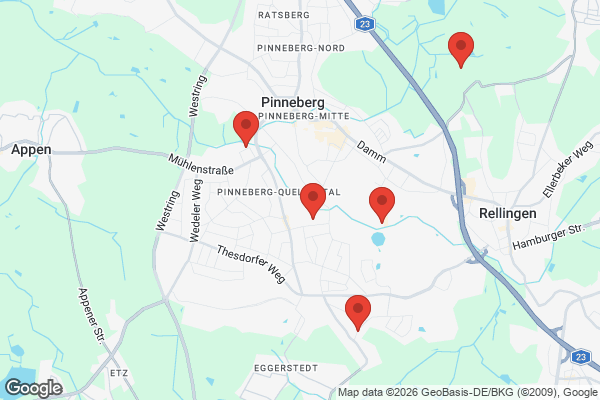 Karte mit Entrümpelungsaufträgen in Pinneberg