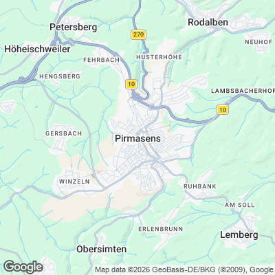 Karte von Pirmasens und Umgebung