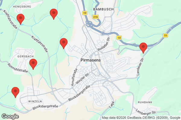 Karte mit Entrümpelungsaufträgen in Pirmasens