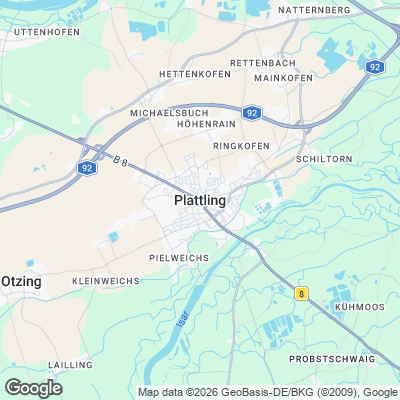 Karte von Plattling und Umgebung