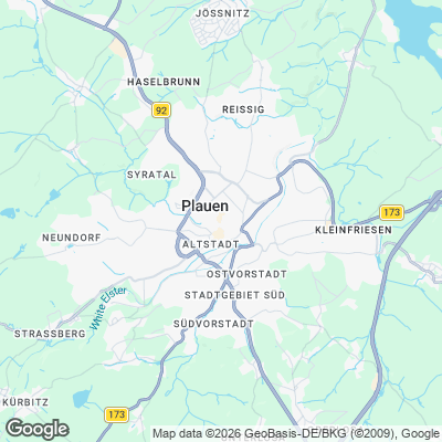 Karte von Plauen und Umgebung