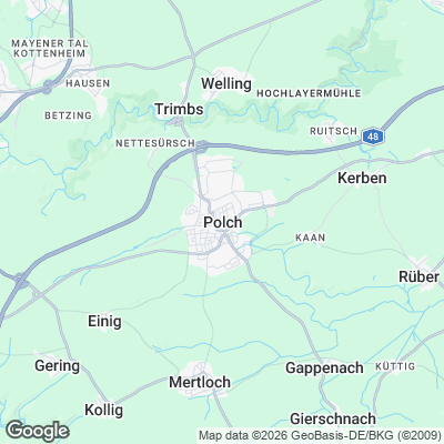 Karte von Polch und Umgebung