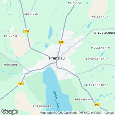 Karte von Prenzlau und Umgebung