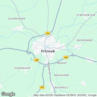 Karte von Pritzwalk und Umgebung