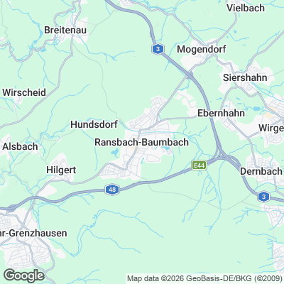 Karte von Ransbach-Baumbach und Umgebung