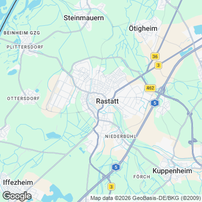 Karte von Rastatt und Umgebung