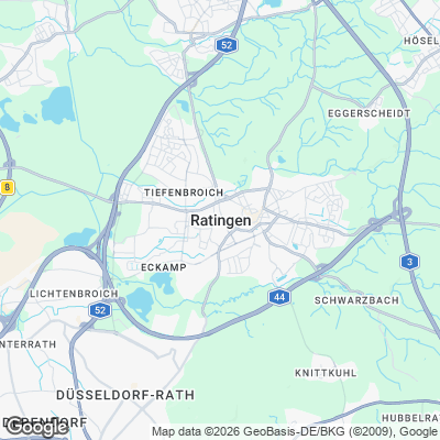 Karte von Ratingen und Umgebung