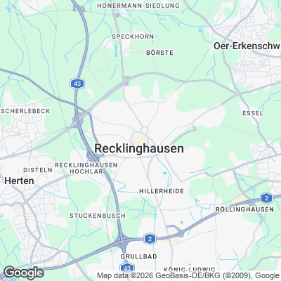 Karte von Recklinghausen und Umgebung