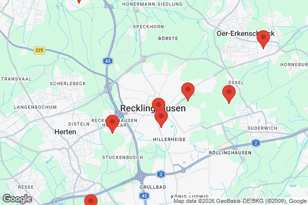 Karte mit Entrümpelungsaufträgen in Recklinghausen