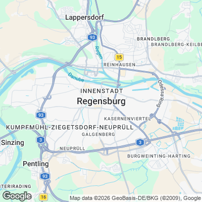 Karte von Regensburg und Umgebung