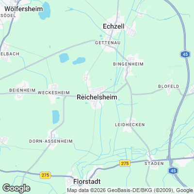 Karte von Reichelsheim und Umgebung
