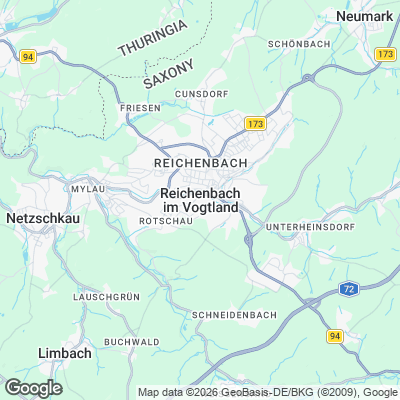 Karte von Reichenbach im Vogtland und Umgebung