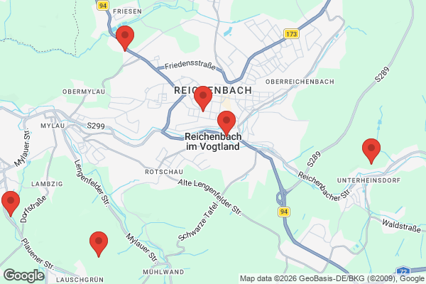 Karte mit Entrümpelungsaufträgen in Reichenbach im Vogtland