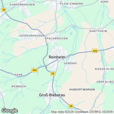 Karte von Reinheim und Umgebung