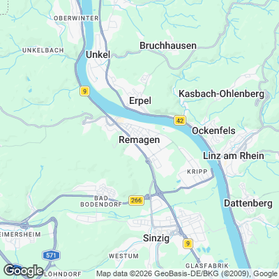 Karte von Remagen und Umgebung