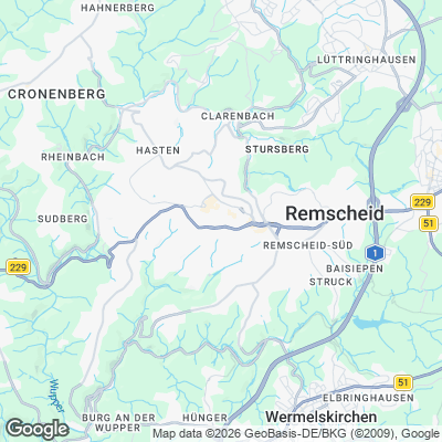 Karte von Remscheid und Umgebung