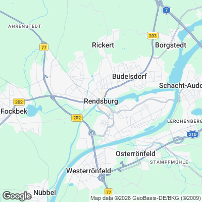 Karte von Rendsburg und Umgebung