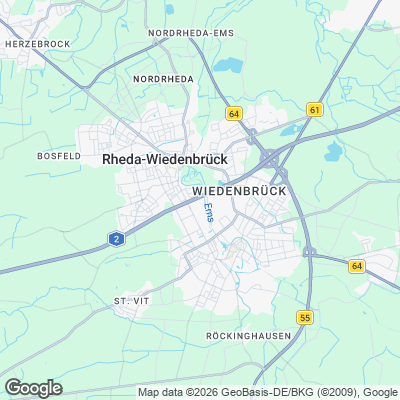 Karte von Rheda-Wiedenbrück und Umgebung