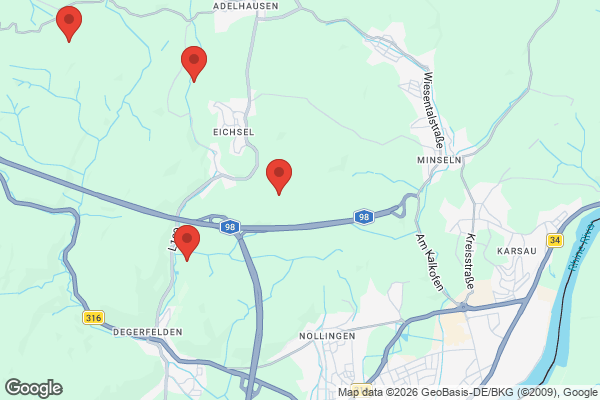 Karte mit Entrümpelungsaufträgen in Rheinfelden