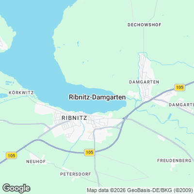 Karte von Ribnitz-Damgarten und Umgebung