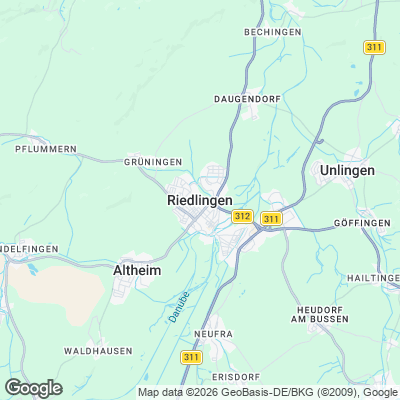 Karte von Riedlingen und Umgebung