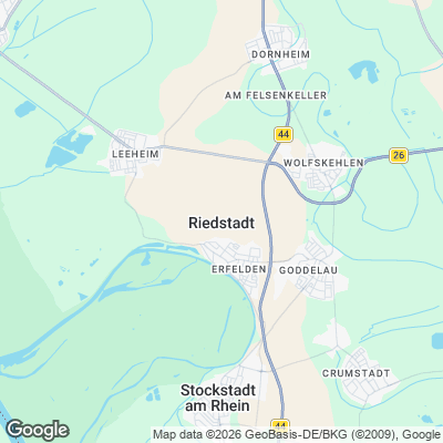 Karte von Riedstadt und Umgebung