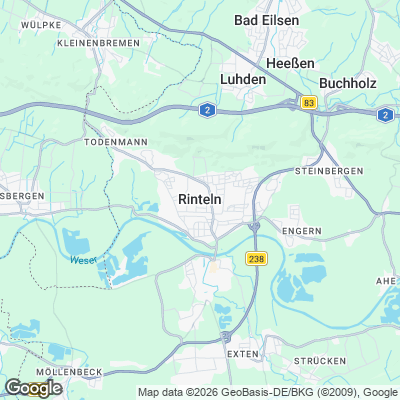 Karte von Rinteln und Umgebung