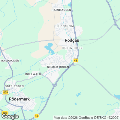Karte von Rodgau und Umgebung
