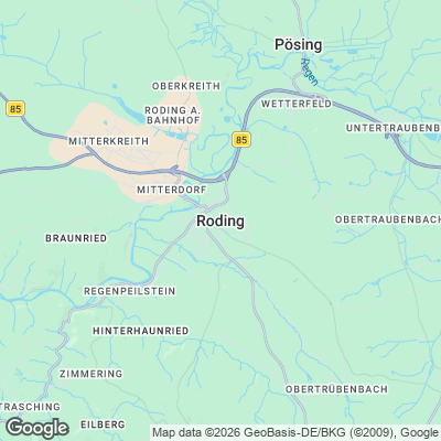 Karte von Roding und Umgebung