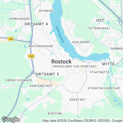 Karte von Rostock und Umgebung