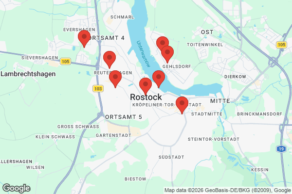 Karte mit Entrümpelungsaufträgen in Rostock