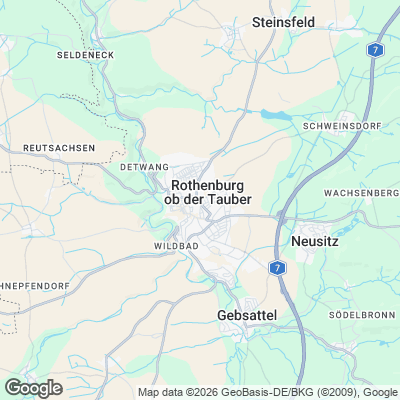 Karte von Rothenburg ob der Tauber und Umgebung