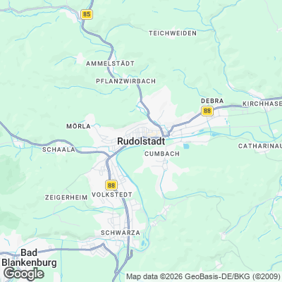 Karte von Rudolstadt und Umgebung