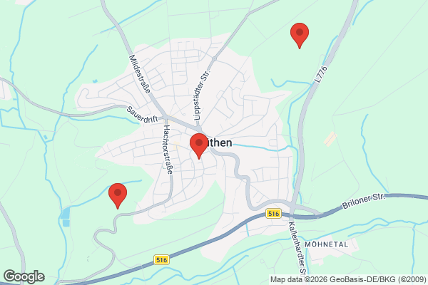 Karte mit Entrümpelungsaufträgen in Rüthen