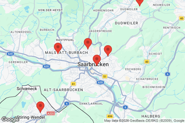 Karte mit Entrümpelungsaufträgen in Saarbrücken