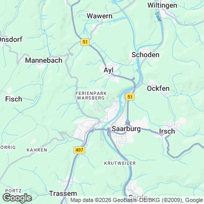 Karte von Saarburg und Umgebung