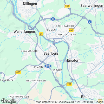 Karte von Saarlouis und Umgebung
