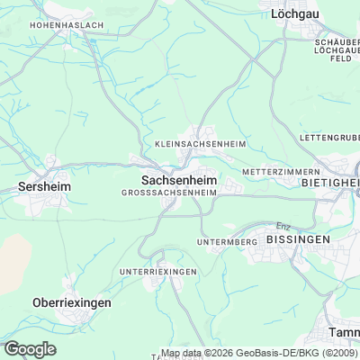 Karte von Sachsenheim und Umgebung