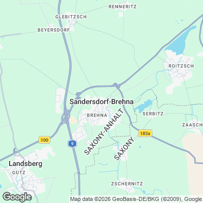 Karte von Sandersdorf-Brehna und Umgebung