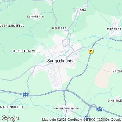 Karte von Sangerhausen und Umgebung