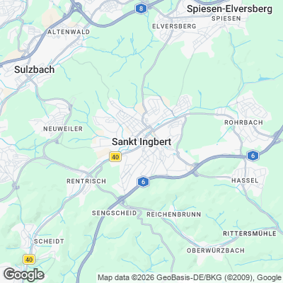 Karte von Sankt Ingbert und Umgebung