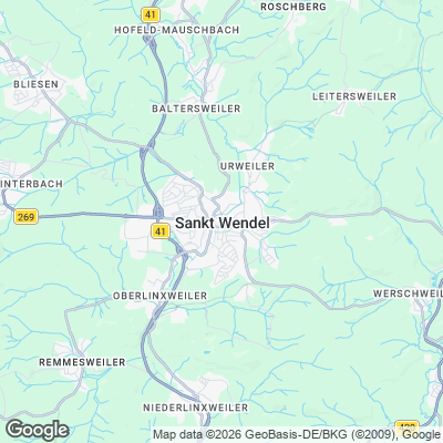 Karte von Sankt Wendel und Umgebung