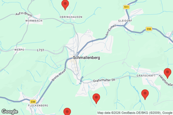 Karte mit Entrümpelungsaufträgen in Schmallenberg