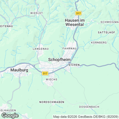 Karte von Schopfheim und Umgebung