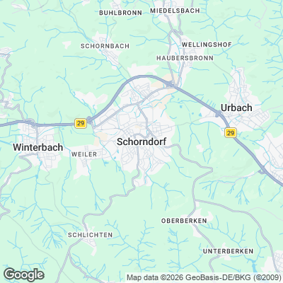 Karte von Schorndorf und Umgebung
