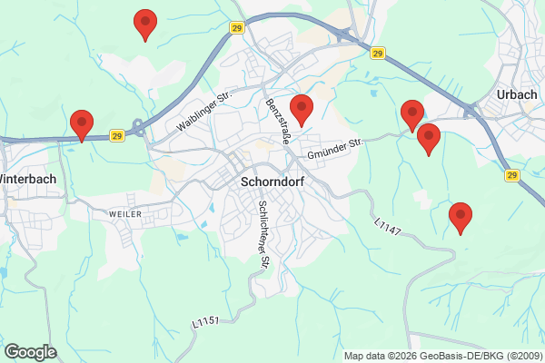 Karte mit Entrümpelungsaufträgen in Schorndorf